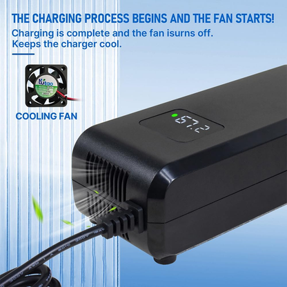 67,2 V 3 A Lithium-Akkuladegerät für 60 V 16S Lithium-Ionen-Akkus – GX16-3-Anschluss (12 mm)