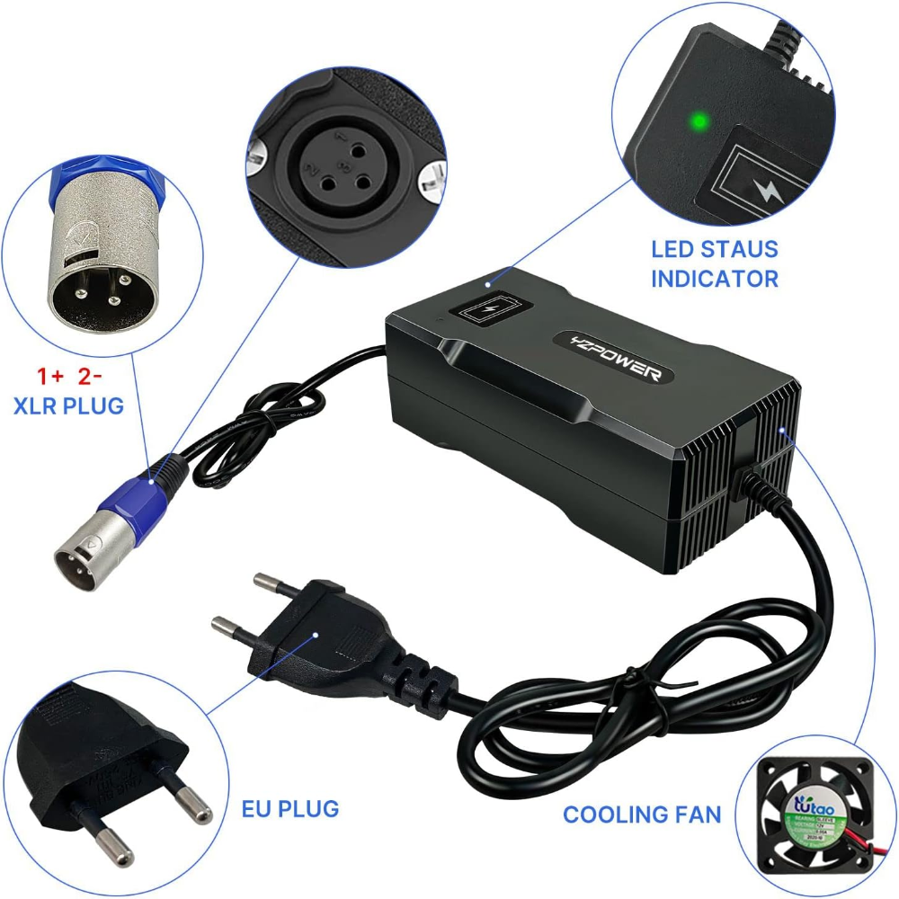 48 V Ladegerät für 54,6 V 3 A Lithium Akku Ladegerät 3-poliger XLR Stecker