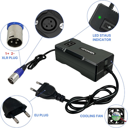 48 V Ladegerät für 54,6 V 3 A Lithium Akku Ladegerät 3-poliger XLR Stecker
