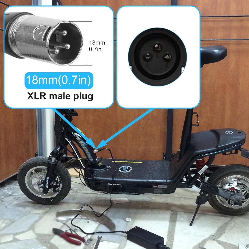 24 V 2 A XLR 3-poliges Netzteil-Ladegerät für Elektrorollstühle und Elektromobile (Blei-Säure-kompatibel)