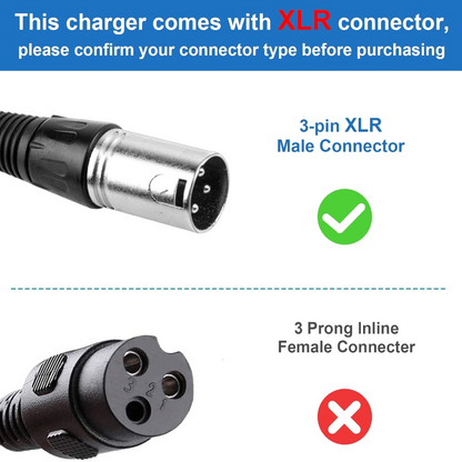 24 V 2 A XLR 3-poliges Netzteil-Ladegerät für Elektrorollstühle und Elektromobile (Blei-Säure-kompatibel)