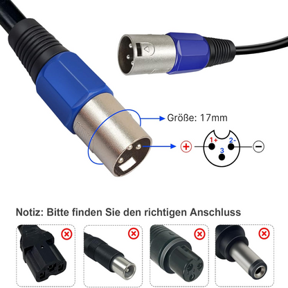 48 V Ladegerät für 54,6 V 3 A Lithium Akku Ladegerät 3-poliger XLR Stecker