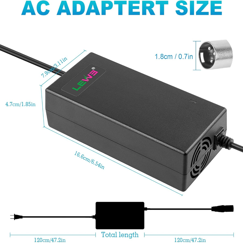 24 V 2 A XLR 3-poliges Netzteil-Ladegerät für Elektrorollstühle und Elektromobile (Blei-Säure-kompatibel)