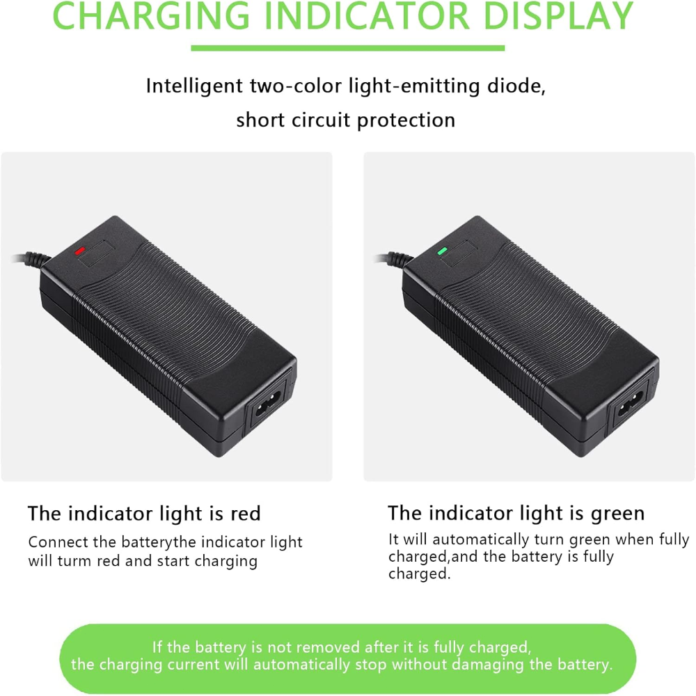 42V 2A Akku-Ladegerät für Roller, elektrische Selbstanpassende Roller, elektrische Roller, Hoverboards – EU-Ladegerät mit 3-Poliger Ladeleitung